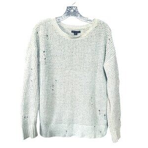 American Eagle Outfitters Distressed Light Blue Loose Knit Sweater XS